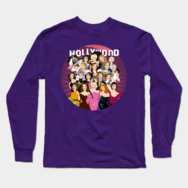 Hollywood Long Sleeve T-Shirt by AlejandroMogolloArt